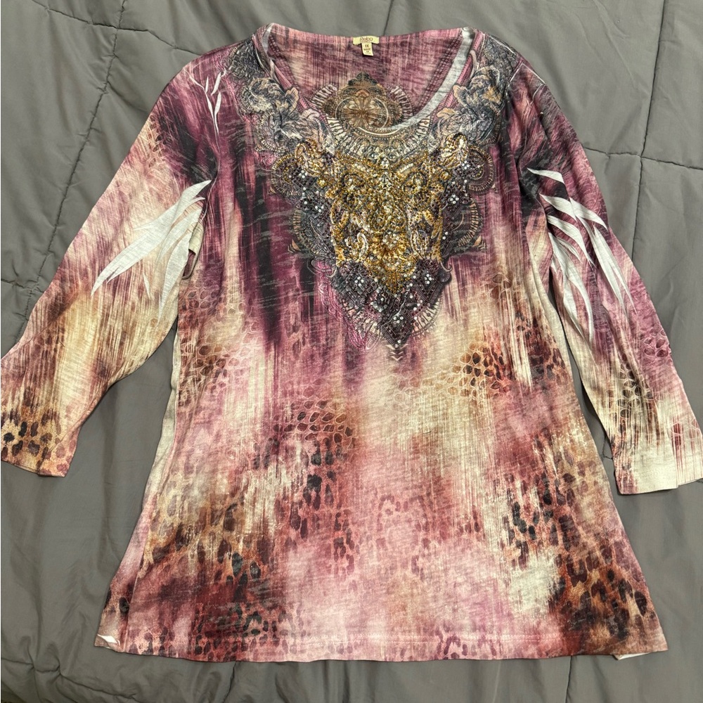 Reba Purple and Gold Embellished Tunic